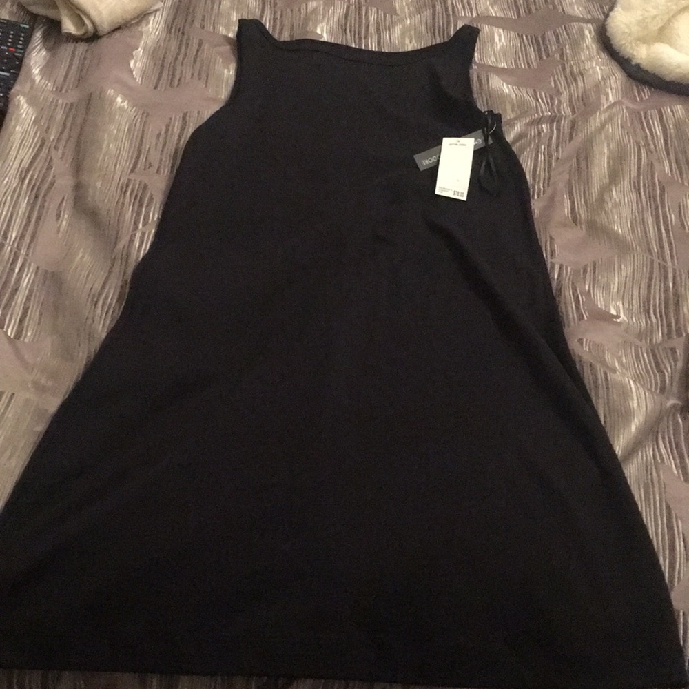 Simple black cotton tank dress